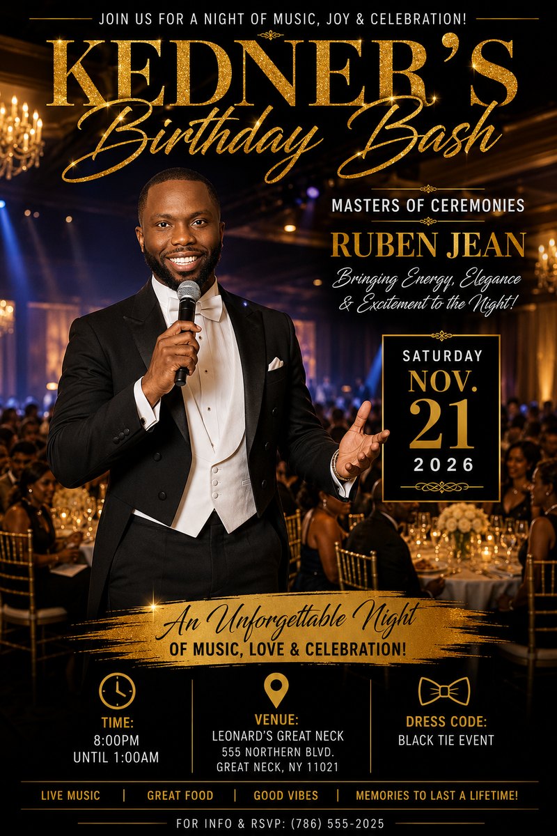 Ruben Jean — Master of Ceremonies (event flyer).
